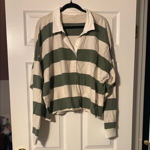Aerie Green and White Striped Top